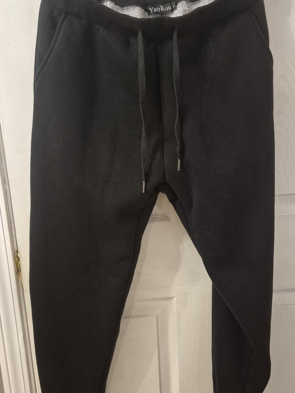 Yeokou Mens Large Black Sweatpants with Sherpa Lining Jogger Fleece Pants